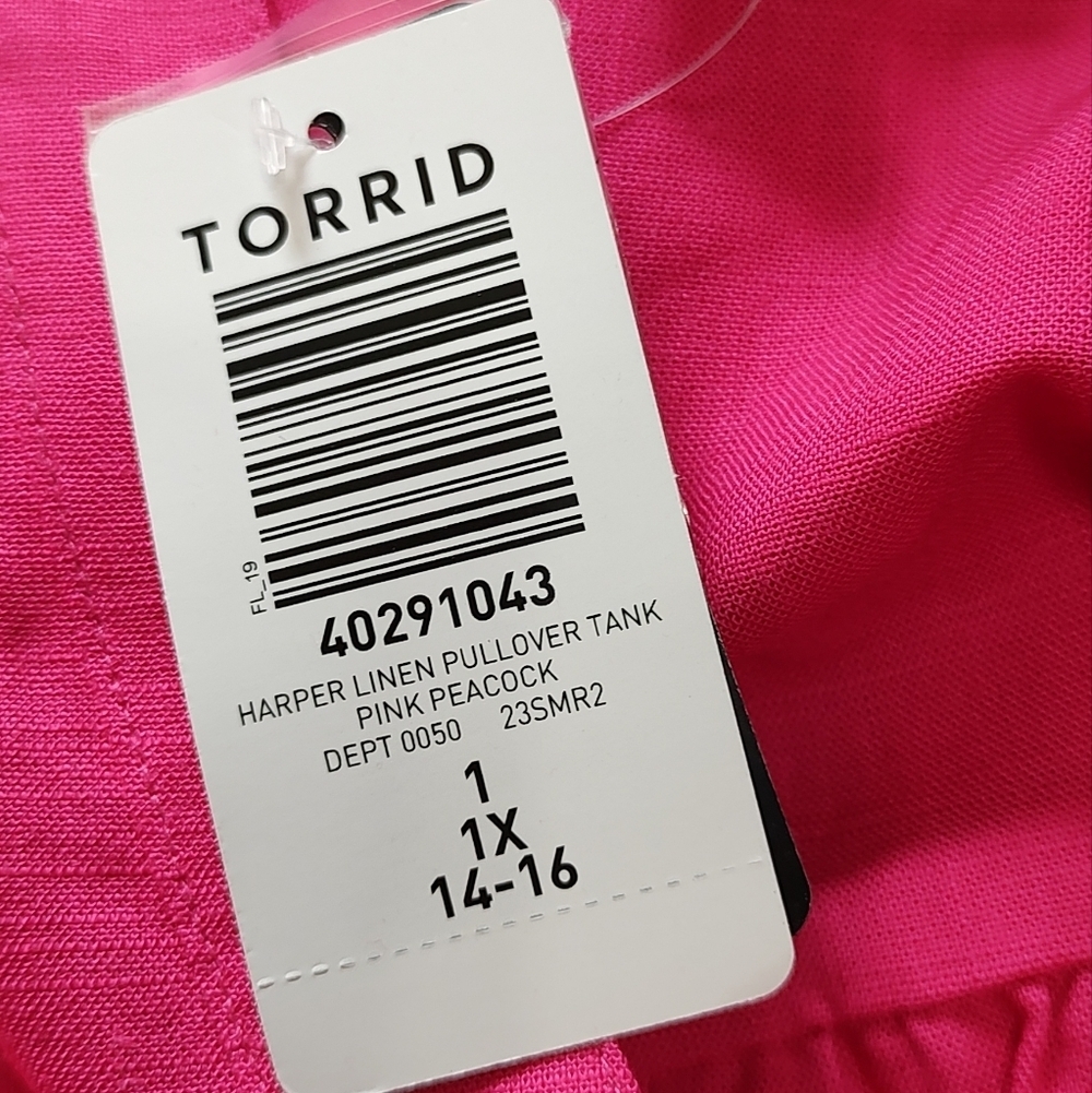 Torrid Harper Linen Pullover Hot Pink Sleeveless Top Size 1X - Picture 3 of 6